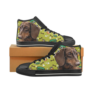 Dachshund Black Men’s Classic High Top Canvas Shoes - TeeAmazing