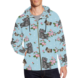 Skye Terrier Flower All Over Print Full Zip Hoodie for Men (Model H14) - TeeAmazing