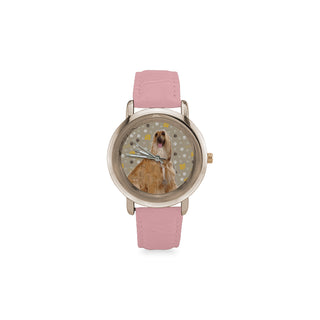 Afghan Hound Women's Rose Gold Leather Strap Watch - TeeAmazing