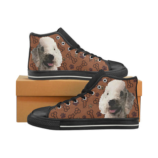 Bedlington Terrier Dog Black High Top Canvas Women's Shoes/Large Size - TeeAmazing