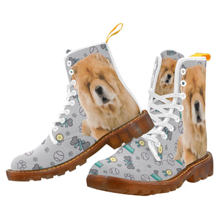 Chow Chow Dog White Boots For Men - TeeAmazing