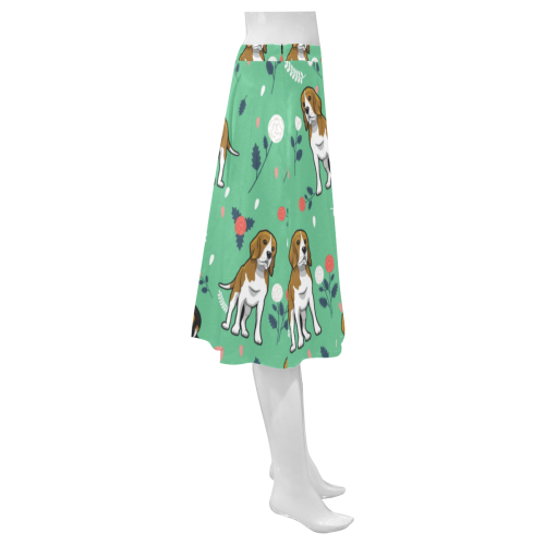 Beagle Flower Mnemosyne Women's Crepe Skirt (Model D16) - TeeAmazing