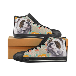 English Bulldog Black High Top Canvas Shoes for Kid - TeeAmazing