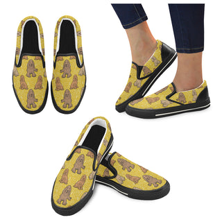 Cocker Spaniel Black Women's Slip-on Canvas Shoes/Large Size (Model 019) - TeeAmazing