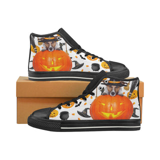 Jack Russell Halloween Black High Top Canvas Women's Shoes/Large Size - TeeAmazing