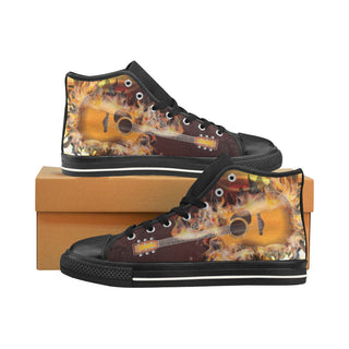 Guitar Lover Black Men’s Classic High Top Canvas Shoes /Large Size - TeeAmazing