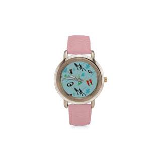 Marine Biologist Pattern Women's Rose Gold Leather Strap Watch - TeeAmazing