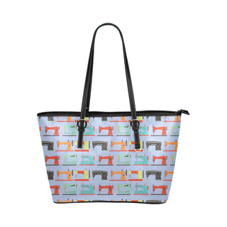 Sewing Machine Pattern Leather Tote Bag/Small - TeeAmazing