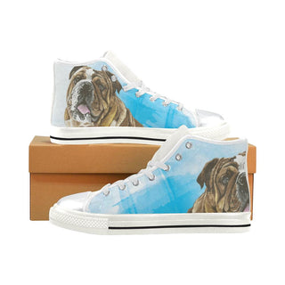 English Bulldog Water Colour No.1 White High Top Canvas Women's Shoes/Large Size - TeeAmazing