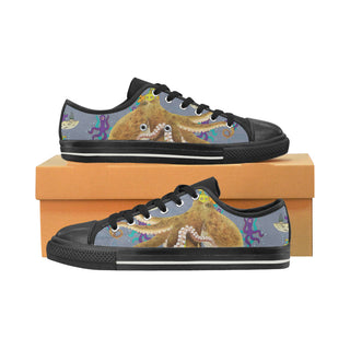 Octopus Black Low Top Canvas Shoes for Kid - TeeAmazing