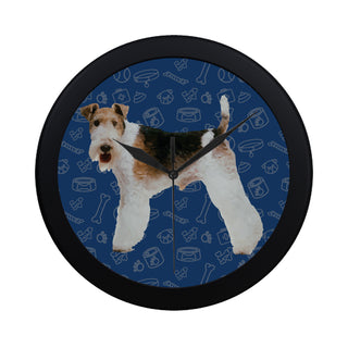 Wire Hair Fox Terrier Dog Black Circular Plastic Wall clock - TeeAmazing