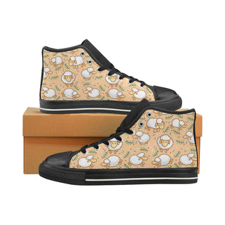 Sheep Black High Top Canvas Women's Shoes/Large Size - TeeAmazing