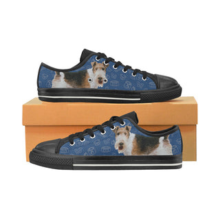 Wire Hair Fox Terrier Dog Black Canvas Women's Shoes/Large Size - TeeAmazing