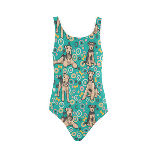 Airedale Terrier Pattern Vest One Piece Swimsuit - TeeAmazing