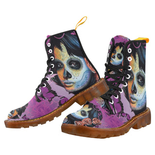 Sugar Skull Candy V1 Black Boots For Men - TeeAmazing