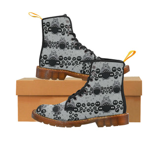 Totoro Pattern Black Boots For Women - TeeAmazing