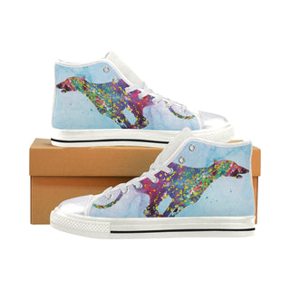 Greyhound Running No.1 White Women's Classic High Top Canvas Shoes - TeeAmazing