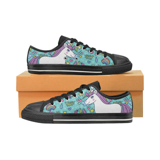 Unicorn Black Low Top Canvas Shoes for Kid - TeeAmazing