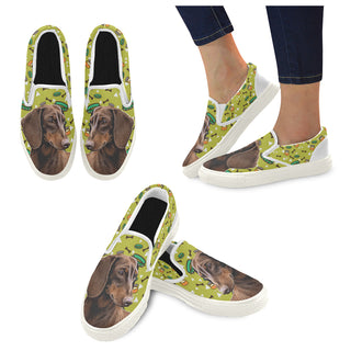 Dachshund White Women's Slip-on Canvas Shoes - TeeAmazing