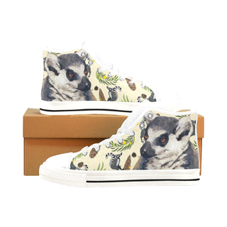 Lemur White Men’s Classic High Top Canvas Shoes /Large Size - TeeAmazing