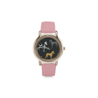 Great Dane Women's Rose Gold Leather Strap Watch - TeeAmazing
