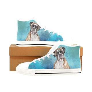 Boxer Water Colour White Men’s Classic High Top Canvas Shoes /Large Size - TeeAmazing