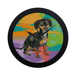 Dachshund Water Colour No.2 Black Circular Plastic Wall clock - TeeAmazing