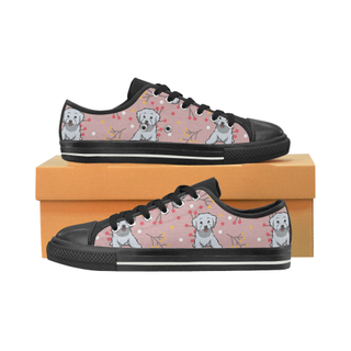 Maltipoo Flower Black Low Top Canvas Shoes for Kid (Model 018) - TeeAmazing