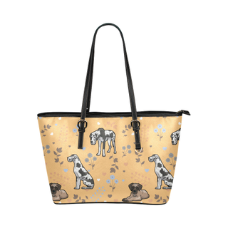 Great Dane Flower Leather Tote Bag/Small - TeeAmazing