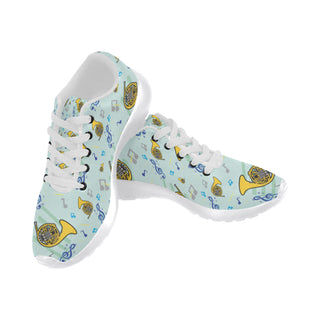 French Horn Pattern White Sneakers for Women - TeeAmazing