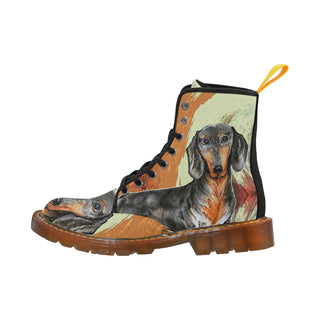 Dachshund Drawing Black Boots For Men - TeeAmazing