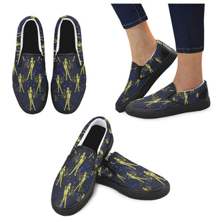 Sailor Uranus Black Women's Slip-on Canvas Shoes - TeeAmazing