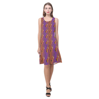 Violin Pattern Sleeveless Splicing Shift Dress - TeeAmazing