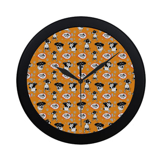 Jack Russell Terrier Pattern Black Circular Plastic Wall clock - TeeAmazing