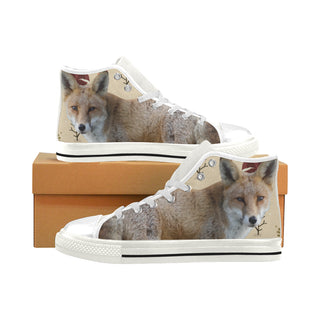 Fox White Men’s Classic High Top Canvas Shoes - TeeAmazing