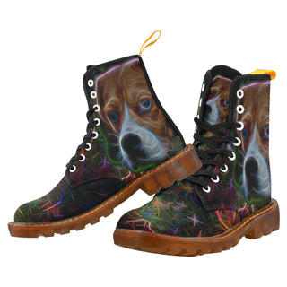 Beagle Glow Design 2 Black Boots For Men - TeeAmazing