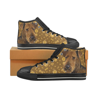 Welsh Terrier Dog Black High Top Canvas Women's Shoes/Large Size - TeeAmazing