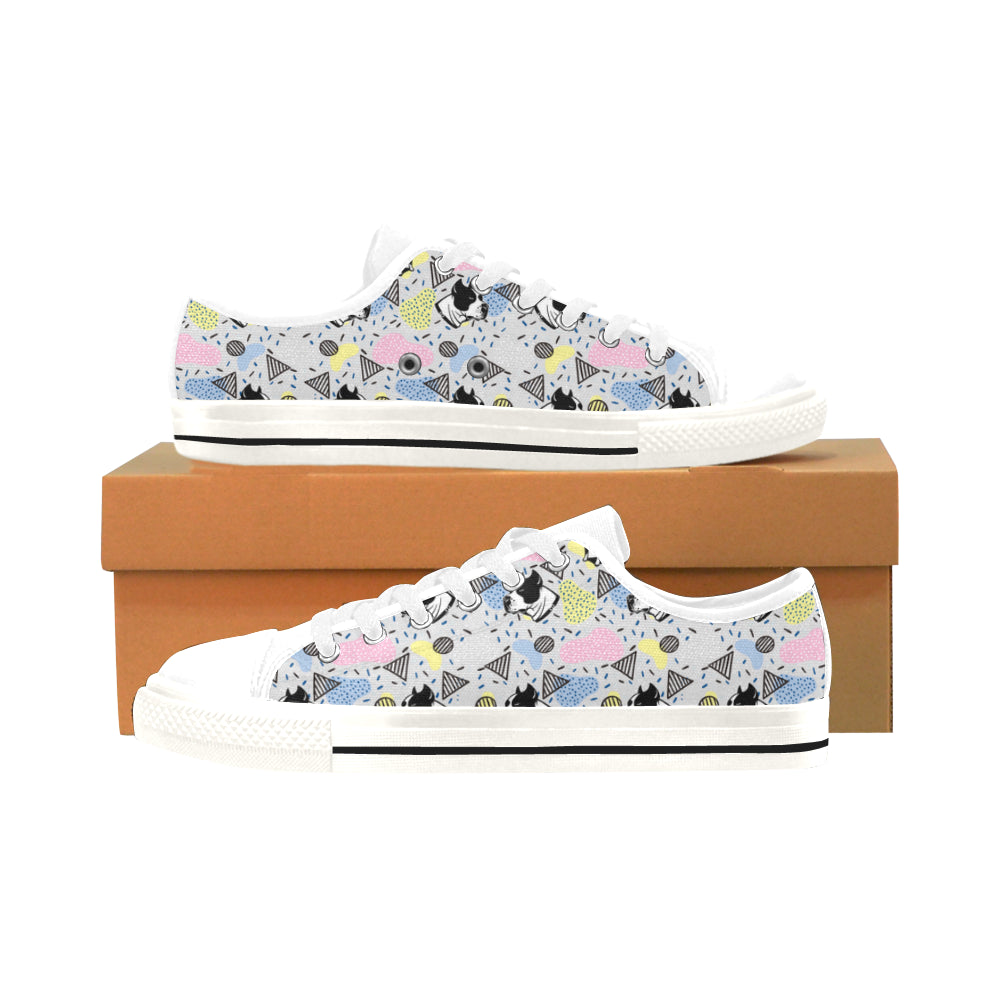 American Staffordshire Terrier Pattern White Men's Classic Canvas Shoes/Large Size - TeeAmazing