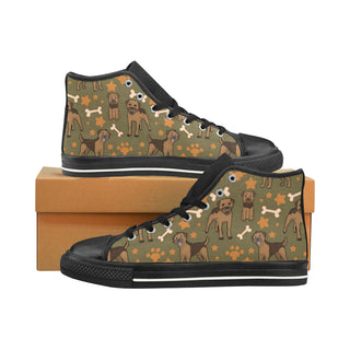 Border Terrier Pattern Black Men’s Classic High Top Canvas Shoes /Large Size - TeeAmazing