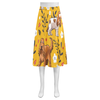 English Cocker Spaniel Flower Mnemosyne Women's Crepe Skirt (Model D16) - TeeAmazing