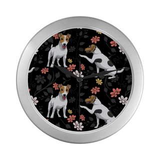 Jack Russell Terrier Flower Silver Color Wall Clock - TeeAmazing