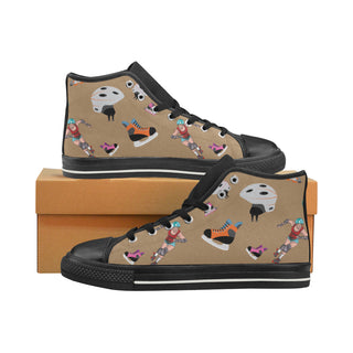 Figure Skating Pattern Black High Top Canvas Shoes for Kid - TeeAmazing