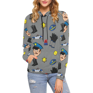 Cop Pattern All Over Print Hoodie for Women - TeeAmazing