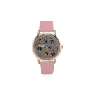 Chimpanzee Pattern Women's Rose Gold Leather Strap Watch - TeeAmazing