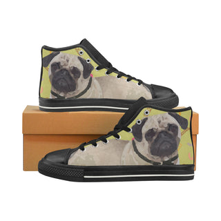 Pug Black High Top Canvas Women's Shoes/Large Size - TeeAmazing