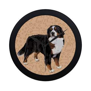 Bernese Mountain Black Circular Plastic Wall clock - TeeAmazing