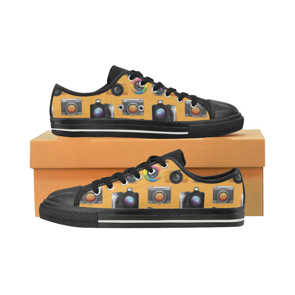 Photography Camera Black Women's Classic Canvas Shoes - TeeAmazing