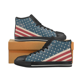 4th July V2 Black High Top Canvas Women's Shoes/Large Size - TeeAmazing