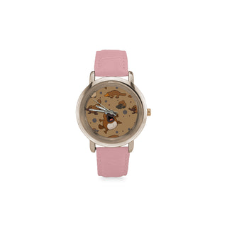 Platypus Pattern Women's Rose Gold Leather Strap Watch - TeeAmazing