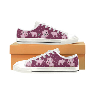 Pig White Low Top Canvas Shoes for Kid - TeeAmazing